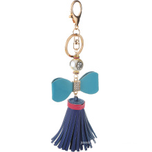 Yiwu factory custom cheap tassel keychain rhinestone butterfly tassel keychain